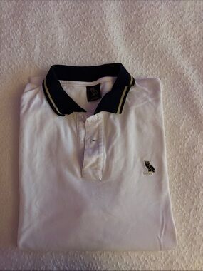 OVO Men's White Polo Shirt with Contrast Collar